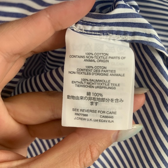 J. Crew RARE Blue / White Striped Button Up w Bug details - Picture 9 of 12